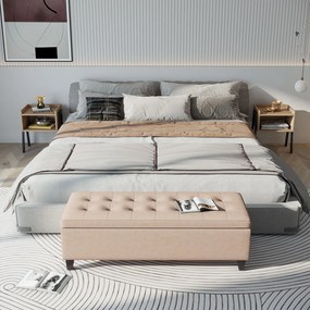 HOMCOM Banchetă cu depozitare, detalii cu nasturi, până la 120 kg, 125 x 49 x 41,5 cm, Bej | Aosom Romania
