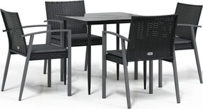 vidaXL Set mobilier de grădină cu perne, 5 piese, poliratan și oțel