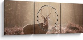 Tablou - Cerb în pădure (cu ceas) (90x30 cm)