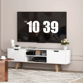HOMCOM Suport TV cu sertare și rafturi deschise, MDF, 150 x 39 x 50 cm, Alb | Aosom Romania