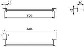 Suport prosop baie Ideal Standard IOM 60 cm crom lucios