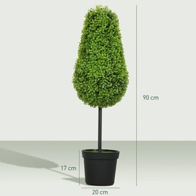 HOMCOM 2 bucăți Plante Artificiale de Buchet 90cm Plante Artificiale în formă de lacrimă, Plante Artificiale din Plastic în ghiveci pentru Decorare Modernă | Aosom Romania