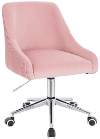 HR920K Scaun Roz Pudra din Catifea cu Bază Cromata