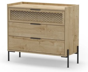 Comodă în culoare naturală joasă cu aspect de lemn de stejar 90x80 cm Inca – Marckeric