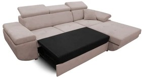Colțar extensibil CASTELO în formă de L, cu spațiu de depozitare, cu șezlong pe partea dreaptă, bej