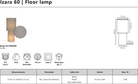 Lampadar textil design modern Izara 60cm bej