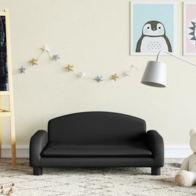 Canapea pentru copii, negru, 70x45x30 cm, piele ecologica
