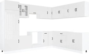 vidaXL Set dulap de bucătărie 14 piese „Lucca” alb lucios Lemn