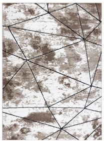 Covor modern COZY Polygons, geometric, triunghiurile - structural două niveluri de lână braun