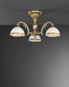 Lustra aplicata cu 3 brate clasic design italian din alama, sticla 7002 RA-PL. 7022/3