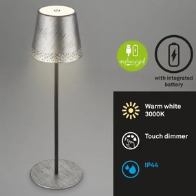 Brilo - Lampă de birou LED reîncărcabilă, cu control tactil KIKI LED/2,6W/5V IP44 2600 mAh argintie