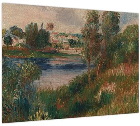 Tablou pe sticlă - Auguste Renoir, Landscape at Vetheuil, reproducere (70x50 cm)