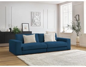 Canapea albastru-închis cu tapițerie din catifea reiată 274 cm Leonard – Bobochic Paris
