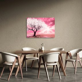Tablou pe sticlă cu pomul roz (70x50 cm)