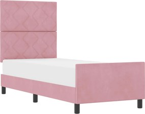 vidaXL Pat cu arcuri cu headboard Roz 80 x 200 cm Catifea