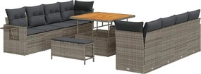 vidaXL Set de canapele pentru grădină cu pernă 11 pcs Gri poliratan
