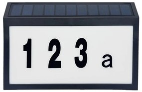 Număr casă solar LED NUMERO LED/3,7V 6000K 1200 mAh IP44 negru