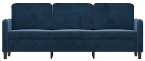 Canapea cu 3 locuri, albastru, 180 cm, catifea Albastru, 198 x 77 x 80 cm