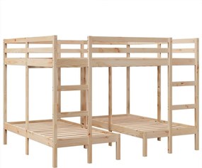 vidaXL Pat supraetajat triplu, 160x200/80x160 cm lemn pin