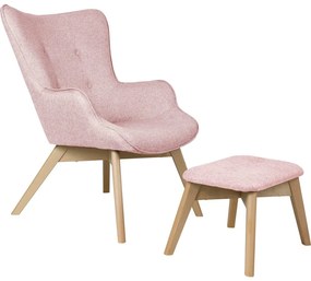 Fotoliu cu taburet roz deschis Niko – Ropez