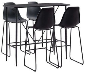 279851 vidaXL Set mobilier de bar, 5 piese, negru, plastic