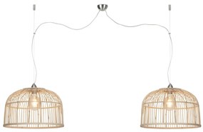 Lustra cu 2 pendule din lemn de bambus, material natural, durabil si ecologic, Borneo 52cm