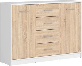 Comoda NEPO PLUS, stejar sonoma/alb, PAL, 119x34x84 cm