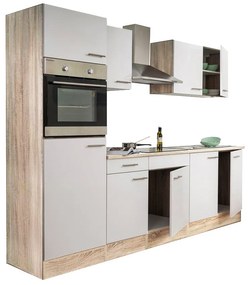 Mobilă de bucătărie Yorki 270 cu corp din stejar sonoma și față alb satinat