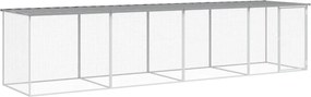 vidaXL Coteț pui cu acoperiș gri deschis 403x98x90 cm oțel galvanizat