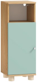 HOMCOM Mobilier de baie, mobilier de depozitare îngust cu dulap cu ușă și compartiment deschis, 30x30x80cm, verde | Aosom Romania