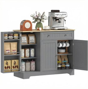 HOMCOM Bufet de bucătărie Dulap de bucătărie cu 3 rafturi pe ușă Sertar Rafturi reglabile pentru dining 105x40x83 cm Gri | Aosom Romania