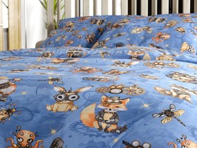 Lenjerie de pat pentru copii din bumbac STEAM DREAMS albastru Dimensiune lenjerie de pat: 70 x 90 cm | 140 x 200 cm