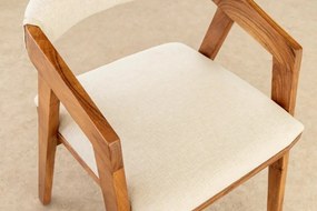 Scaun dining material textil gri deschis si lemn MAMMUT