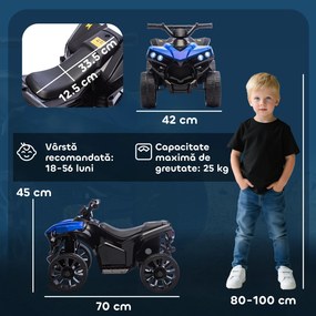 AIYAPLAY ATV pentru Copii 6V, Mașinuță Electrică cu 4 Roți cu Muzică și Faruri LED, pentru Vârstele 3-8 Ani Băieți și Fete, Albastru | Aosom Romania