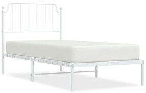 373929 vidaXL Cadru pat metalic cu tăblie, alb, 90x200 cm
