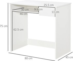 Homcom Birou PC Alb &amp; Stejar 80×45×75 cm – Ideal Dormitor sau Acasa | Aosom Romania