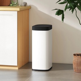 HOMCOM Coș de gunoi de bucătărie automat 50 L, coș cu senzor de mișcare, funcționează pe baterii, 26,5x35,5x68 cm, crem | Aosom Romania