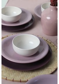 Set de veselă din ceramică, 18 piese, violet/alb