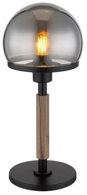 Veioza/Lampa de masa design modern HAKU negru/lemn/fumuriu