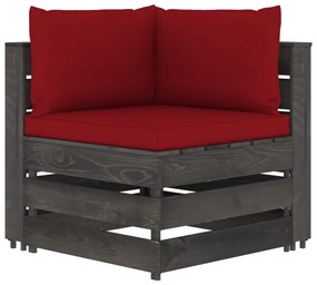 Canapea de colt modulara cu perne, gri, lemn tratat 1, wine red and grey, Canapea coltar