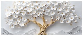 Tablou – Arborele vieții 3D plin de flori (120x50 cm)