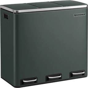 Coș de reciclare SORT 54 l (3×18 l), antracit/argintiu SongmicsHome