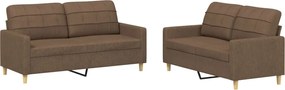 vidaXL Set de canapele cu perne, 2 piese, maro, textil