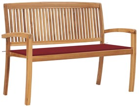 3063288 vidaXL Bancă de grădină stivuibilă cu pernă, 128,5 cm, lemn masiv tec