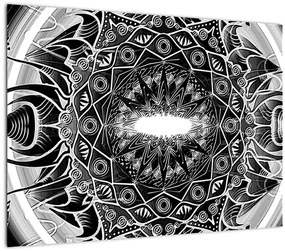 Tablou cu ornamente alb negre (70x50 cm)