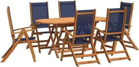 vidaXL Set mobilier de grădină, 7 piese, lemn masiv acacia/textilenă