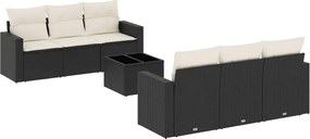 vidaXL Set canapele de grădină cu perne, 7 piese, negru, poliratan