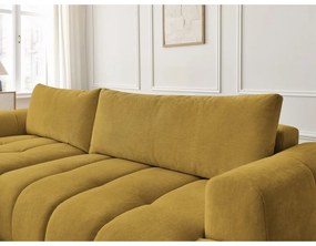 Colțar galben muștar extensibil/cu spațiu de depozitare (cu colț pe partea stângă/cu șezlong) Fuji – Bobochic Paris