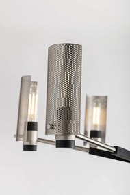Candelabru design modern PILSEN, negru si nichel satinat, cu 8 surse de lumina