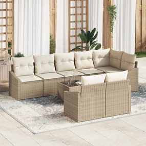 vidaXL Set de canapele pentru grădină 9 pcs Bej Rattan poli
